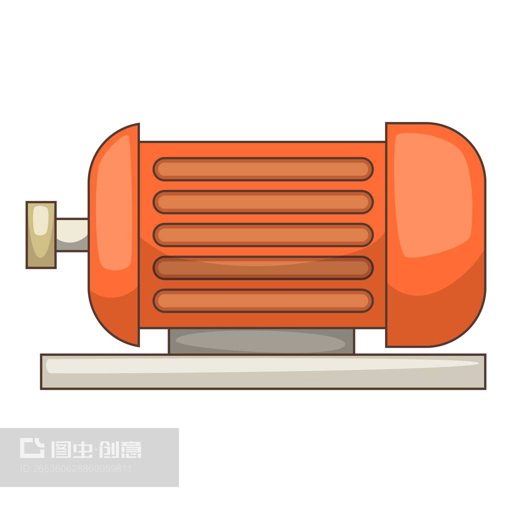 电动马达图标,卡通风格Electric motor icon, cartoon style